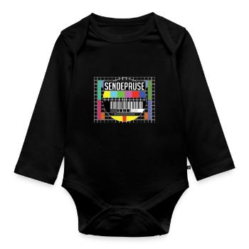 Sendepause 70er 80er 90er Mottoparty 90's Kostüm - Baby Bio-Langarm-Body - Schwarz - Vorne
