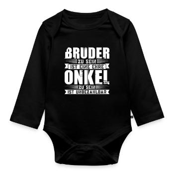 Bruder Onkel Brüder Geschenk - Baby Bio-Langarm-Body - Schwarz - Vorne