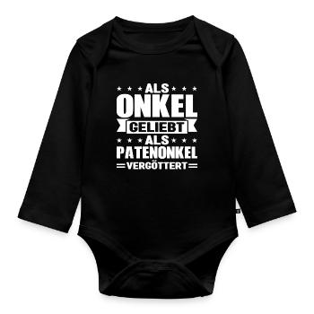 Onkel Patenonkel Taufpate Geschenk - Baby Bio-Langarm-Body - Schwarz - Vorne