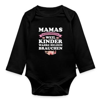 Mutter Mama Kinder Geschenk - Baby Bio-Langarm-Body - Schwarz - Vorne