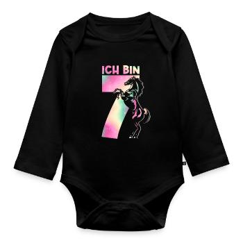 Ich bin 7 - 7 Jahre alt 7. Geburtstag Outfit Gebur - Baby Bio-Langarm-Body - Schwarz - Vorne