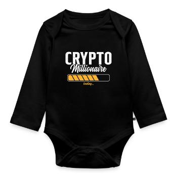 Crypto Millionaire Humour Cadeau - Body Bébé bio manches longues - noir - Devant