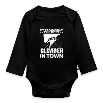 Grimpeur grimpeur drôle - Body Bébé bio manches longues - noir - Devant