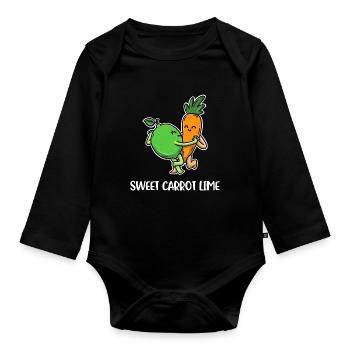 Sweet Carrot Lime Carrot Gift - Organic Longsleeve Baby Bodysuit - black - Front