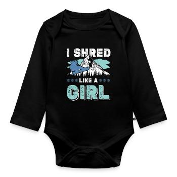 Snowboard filles - Body Bébé bio manches longues - noir - Devant