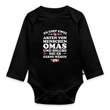 Oma Großmutter Großmütter Geschenk - Baby Bio-Langarm-Body - Schwarz - Vorne