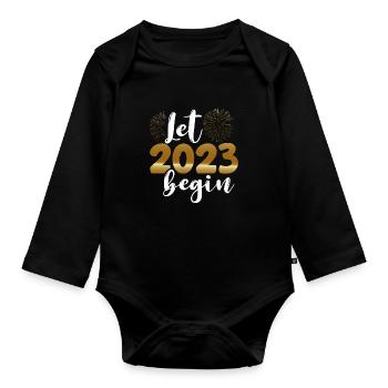 Que 2023 commence - Body Bébé bio manches longues - noir - Devant