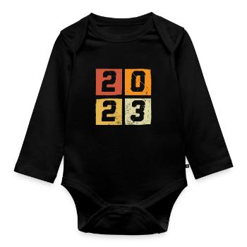 Année 2023 Rétro coloré - Body Bébé bio manches longues - noir - Devant