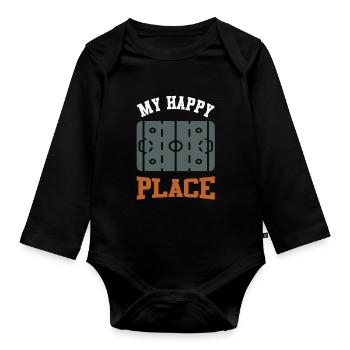 ice hockey feld - Baby Bio-Langarm-Body - Schwarz - Vorne