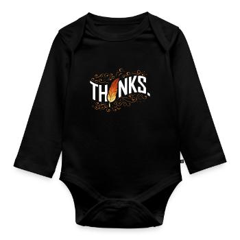 Merci Brown Feather Thanksgiving - Body Bébé bio manches longues - noir - Devant