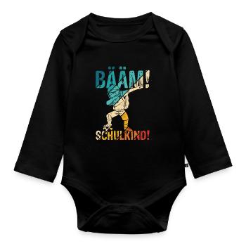 BÄÄM SCHULKIND - Schulkind Geschenk für Einschulun - Baby Bio-Langarm-Body - Schwarz - Vorne