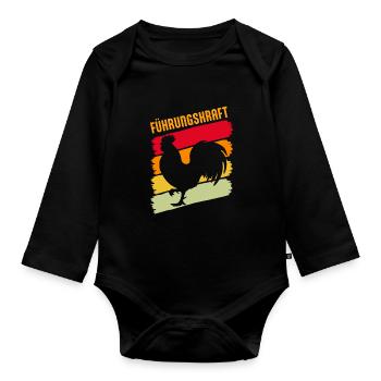 Führungskraft Hühner Hahn - Baby Bio-Langarm-Body - Schwarz - Vorne