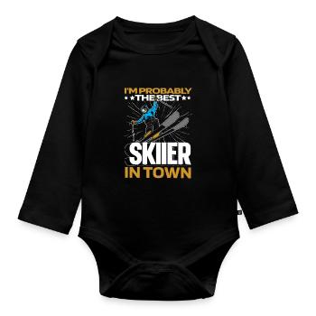 Skiing Apres Ski Fun - Organic Longsleeve Baby Bodysuit - black - Front