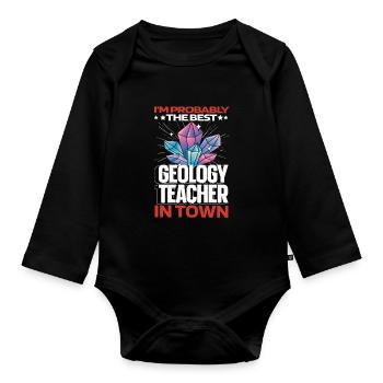 Geology Geologist Lustig - Organic Longsleeve Baby Bodysuit - black - Front
