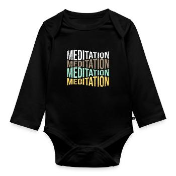 méditation - Body Bébé bio manches longues - noir - Devant