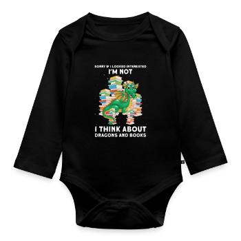 Drache Drache und Buch Drachenliebhaber Geschenk - Baby Bio-Langarm-Body - Schwarz - Vorne