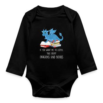 Drache Drache und Buch Drachenliebhaber Geschenk - Baby Bio-Langarm-Body - Schwarz - Vorne