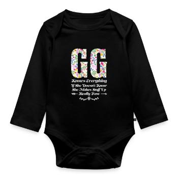 Großmutter GG Oma Geschenk - Baby Bio-Langarm-Body - Schwarz - Vorne