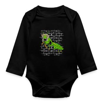 Mantis Gottesanbeterin Sonnenbrillenschal - Baby Bio-Langarm-Body - Schwarz - Vorne