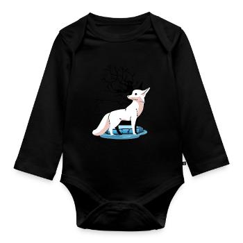 Wildtiere Arktis Nordpol Fuchs Füchse Kind Polar - Baby Bio-Langarm-Body - Schwarz - Vorne