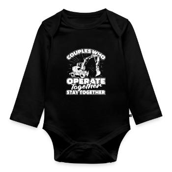 Baggerfahrer Paar - Baby Bio-Langarm-Body - Schwarz - Vorne