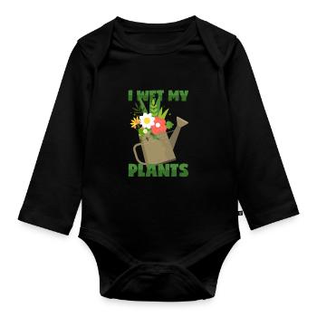 Watering plants - Organic Longsleeve Baby Bodysuit - black - Front