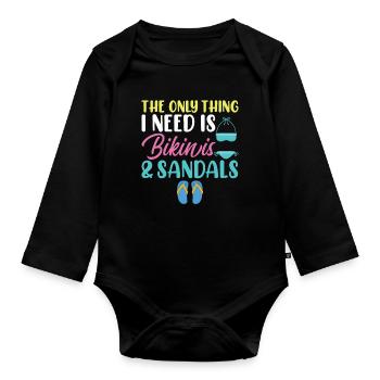 La seule chose dont j’ai besoin, bikini et sandales - Body Bébé bio manches longues - noir - Devant