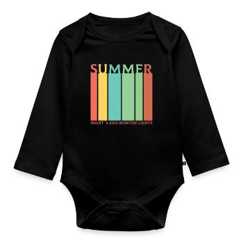 Summer Night's and Bonfire Lights Summer Holidays - Organic Longsleeve Baby Bodysuit - black - Front