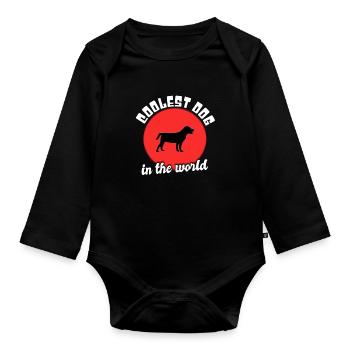 Chien cool dire - Body Bébé bio manches longues - noir - Devant