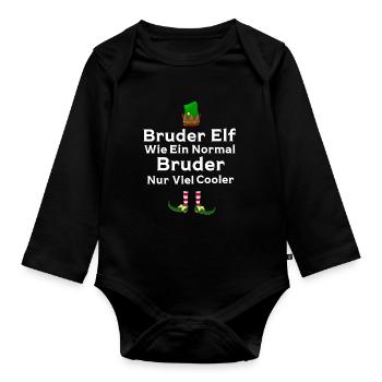 Bruder Elf Geschwister Geschenk - Baby Bio-Langarm-Body - Schwarz - Vorne