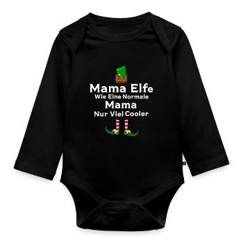 Mutter Elf Mütter Geschenk - Baby Bio-Langarm-Body - Schwarz - Vorne