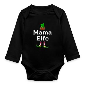 Mutter Elfe Mamas Geschenk - Baby Bio-Langarm-Body - Schwarz - Vorne