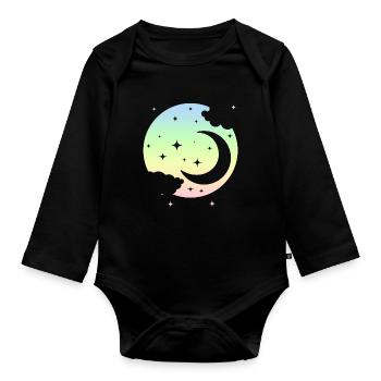 Kawaii Moon Pastel Goth Cute - Organic Longsleeve Baby Bodysuit - black - Front