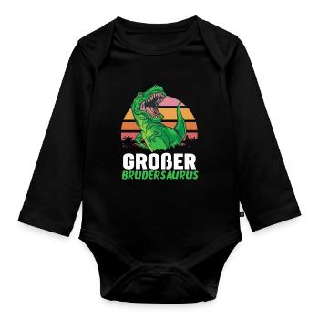 Dinosaurier Großer Bruder - Baby Bio-Langarm-Body - Schwarz - Vorne