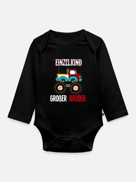 Monstertruck Großer Bruder - Baby Bio-Langarm-Body - Schwarz