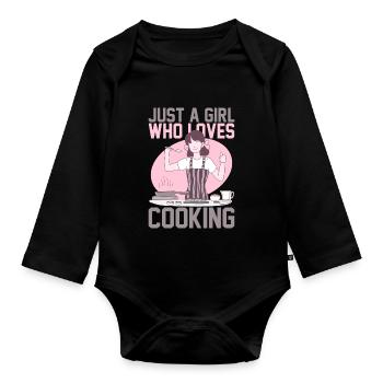 JUSTE UNE FILLE QUI AIME CUISINER - Body Bébé bio manches longues - noir - Devant