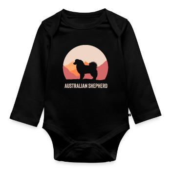 Australian Shepherd Geschenk - Baby Bio-Langarm-Body - Schwarz - Vorne
