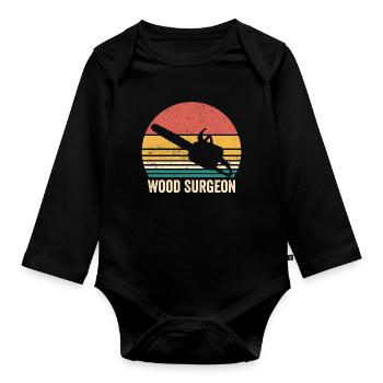 Holzchirurg Holzarbeiter Schreiner Vintage - Baby Bio-Langarm-Body - Schwarz - Vorne