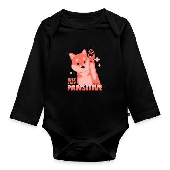 Chien optimiste : Pawsitive - Body Bébé bio manches longues - noir - Devant