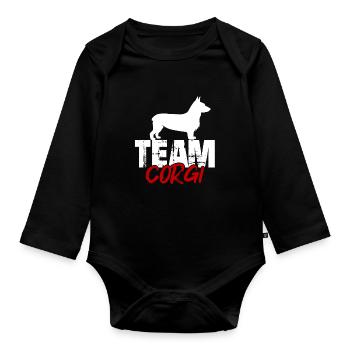 Team Corgi - Organic Longsleeve Baby Bodysuit - black - Front