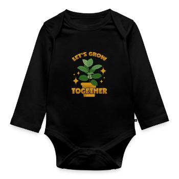 Plant: Let's grow together - Organic Longsleeve Baby Bodysuit - black - Front