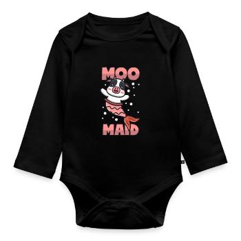 Vache + Sirène = Moomaid - Body Bébé bio manches longues - noir - Devant