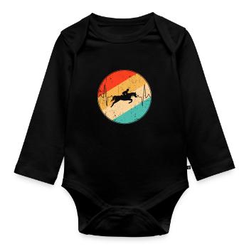 Pferd retro herzschlag - Baby Bio-Langarm-Body - Schwarz - Vorne