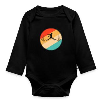 Parkour Retro Heartbeat - Organic Longsleeve Baby Bodysuit - black - Front