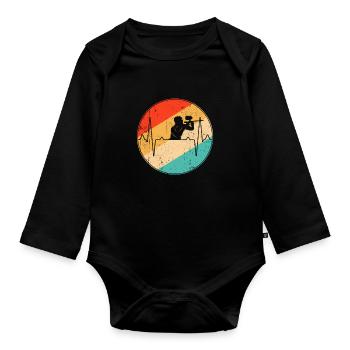 Paintball Retro Heartbeat - Body Bébé bio manches longues - noir - Devant