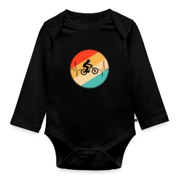 VTT Retro Heartbeat - Body Bébé bio manches longues - noir - Devant
