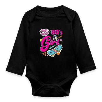 80s Girl Gift Music 80s Party Millennial - Organic Longsleeve Baby Bodysuit - black - Front