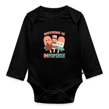 Eis am Stiel: Nichts ist unmöglich! - Baby Bio-Langarm-Body - Schwarz - Vorne