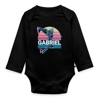 Gabriel Archange Rétro - Body Bébé bio manches longues - noir - Devant