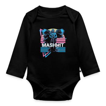 Mashḥit Ange destructeur rétro - Body Bébé bio manches longues - noir - Devant